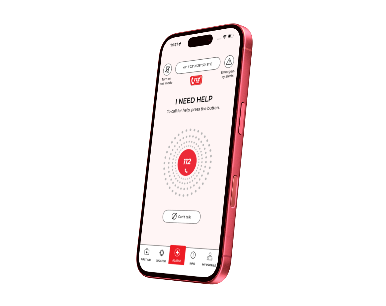 112 app preview on a smartphone